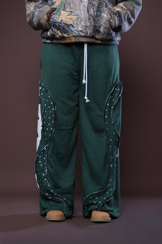 RHINESTONE SWEATPANTS(GREEN)