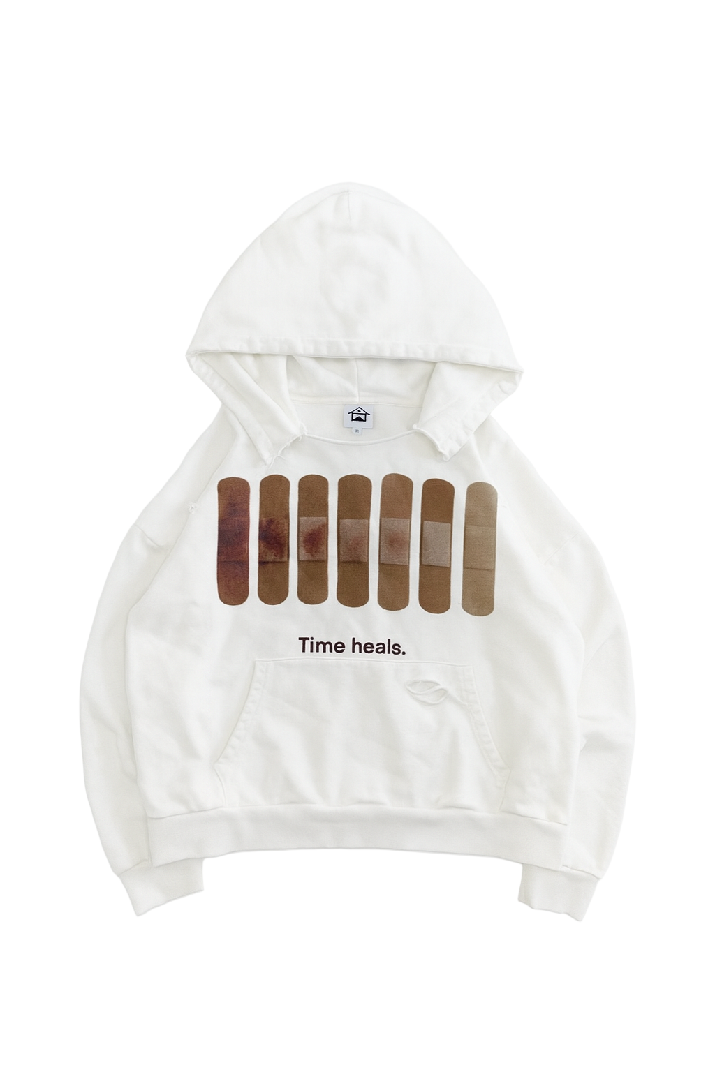 WHITE TIME HEALS HOODIE